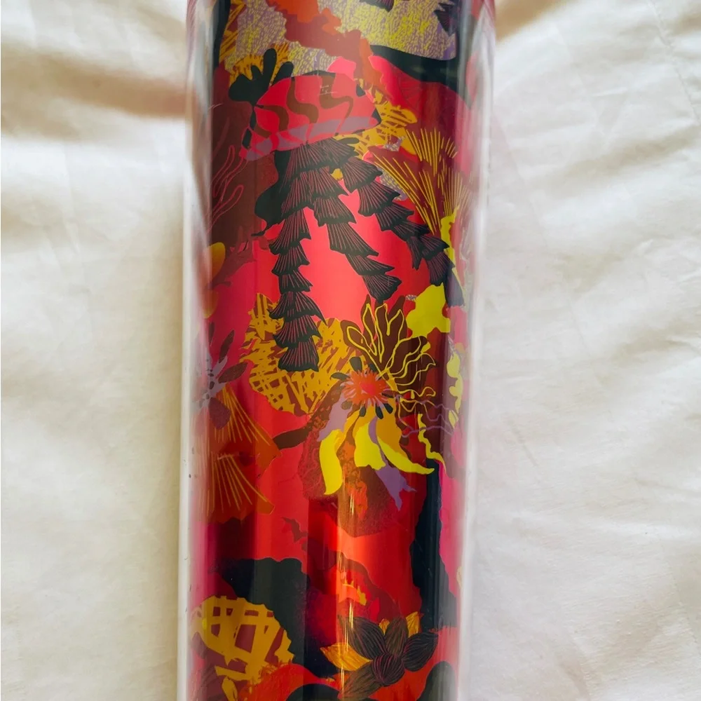 Starbucks Fuschia Floral New w Tag Straw  Retails $19.95 Pink Tropical